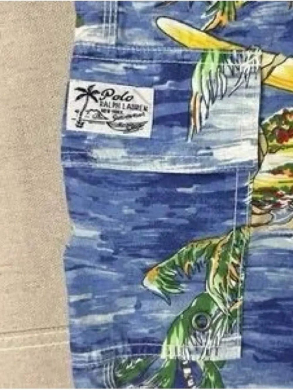 Ralph Lauren Blue Palm & Surf Print Swim Shorts